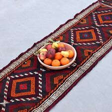 Handmade Kazak Suzani Weave Runner Rug Afghan Woven Wool Moroccan Tablecloth