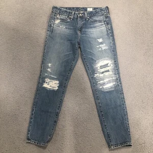 AG Adriano Goldschmied Jeans Womens 27 (Actual 31) Blue Distressed Mid Rise - Picture 1 of 12