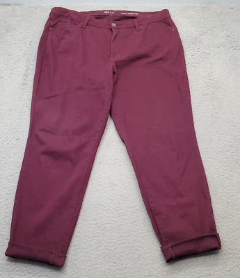 Style&co. Jeans Mujer Talla 16 Borgoña Denim Sólido Curvilíneo Ajustado Pierna Puños Tobillo Foto 1 de 4