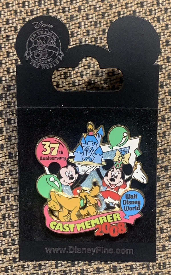 Walt Disney World 2008 Cast Member 37th Anniversary Mickey Minnie Pluto Pin LE - Image 1 of 1