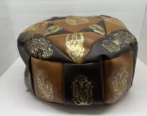 Vintage Ottoman Poof Beanbag 70’s Egyptian Boho Read Description Brown Tan Gold - Picture 1 of 8