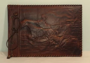 Album fotografico vintage nuovo anni 60 spagnolo Don Chisciotte in pelle goffrata 17 pagine - Foto 1 di 10