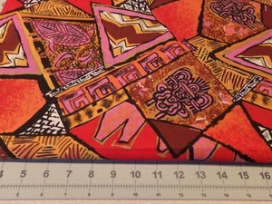 1 YD X 44" VINTAGE SOUTHWEST ORANAGE YELLOW PLUS GEOMETRIC NEW COTTON #5198 - Picture 1 of 2