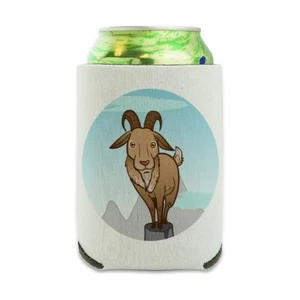 Goat On Mountain Top Can Cooler Drink Sleeve Hugger Collapsible Insulated Holder - Picture 1 of 3