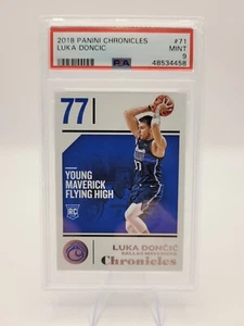 LUKA DONCIC 2018 PANINI CHRONICLES #71 YOUNG MAVERICK FLYIING HIGH ROOKIE PSA 9 - Picture 1 of 2