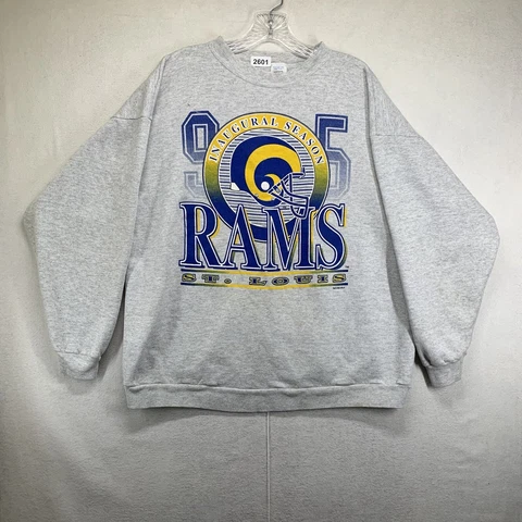 Vintage 90s St. Louis Rams Crewneck Sweatshirt Graphic Adult Size XL 1995 Cover