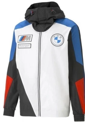 Puma BMW Motorsport MMS Race Patched Hooded Black White Red Blue Jacket Mens 2XL - Image 1 of 4