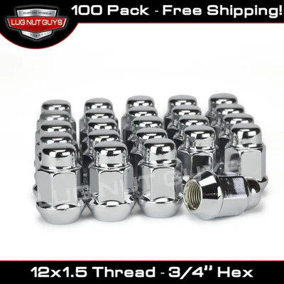 100 новых хромированных зажимных гаек Bulge Acorn 12x1,5 - Изображение 1 из 3