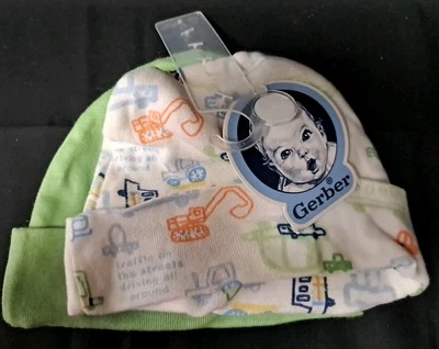 Gerber Baby Boy 2-Pack Organic Cotton Multi- Color Caps Size Newborn/0-6 Months - Image 1 of 4