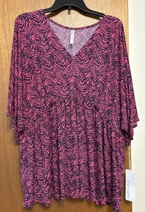 Dear Scarlet No Wrinkle Navy/ Magenta Blouse XL - Picture 1 of 6