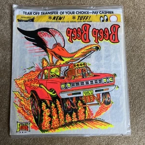Authentic VINTAGE Plymouth Roadrunner Transfer Iron On Beep Beep Roach - Picture 1 of 2