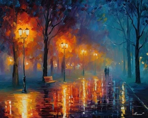 Leonid Afremov EVENING SERENADE Oil Paint 30"x24" LIMITED EDITION GICLEE - Picture 1 of 9