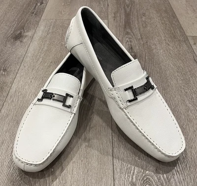 MEN'S NEW MAGNUS WEAVE EMBOSSED CALVIN KLEIN WHITE DRIVING DRESS SHOES SZ 11 - Image 1 of 4