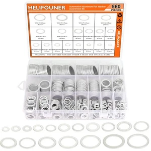 560 Pieces 18 Sizes Automotive Drain Plug Gaskets, Oil Crush Washers, Aluminu... - Picture 1 of 8