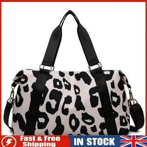 Cow Print Luggage Bag Large Capacity Waterproof Shoulder Bag for Fitness (Black) - Picture 1 of 12
