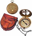 Engraved Sundial Compass with Leather case Traveler Gift Inspirational Gift