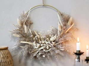 Türkranz 35cm Fensterkranz Aufhänger Trockenblumen Natur Trockenblumenring - Bild 1 von 4