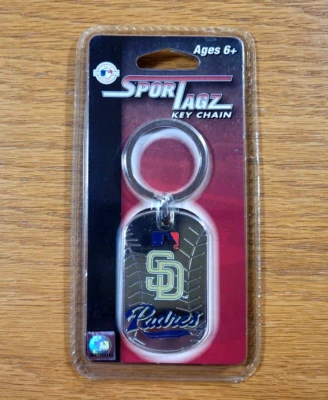 Llavero de los Padres de San Diego Metal Plateado Azul Béisbol MLB Estilo Etiqueta de Perro Llavero Foto 1 de 3