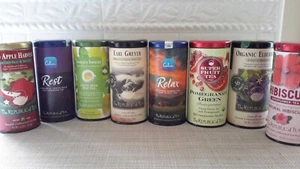 Republic of Tea Assorted Empty Canister Set of 8 Resealable Tins Medium 5.5 in - Picture 1 of 4