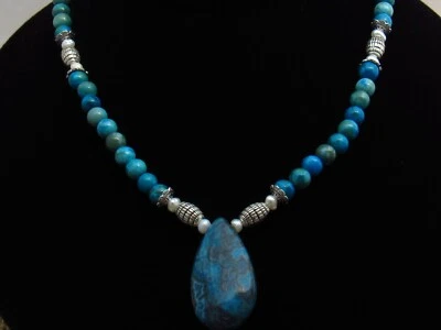 Collares Nancy's Hermoso Collar Colgante Lágrima Ágata Encaje Loco Azul Foto 1 de 4