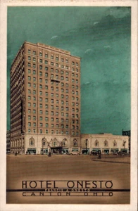 Unposted Postcard HOTEL ONESTO, CANTON OHIO, CONESTOGA GRILL Roadside Americana - Picture 1 of 2