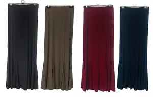 New Ladies Mermaid Flared Stretch Long Maxi Skirt Gypsy Muslim 12 14 16 18 20 22 - Picture 1 of 20