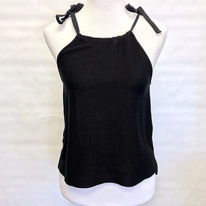 Madewell Sweater Womens XS Black Sleeveless Tempo Tie-Shoulder Top Cotton Knit - Picture 1 of 6