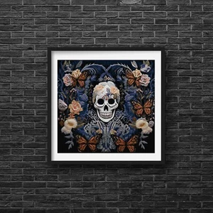 Halloween Sugar Skull Counted Cross Stitch Pattern - Picture 1 of 3