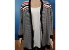 LANE BRYANT Open black and white strip sweater. Solid black at ends