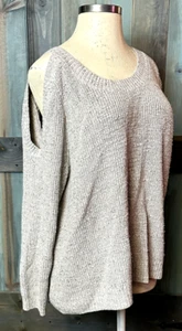 Torrid Beige Tan Cold Shoulder LS Sweater Top 4 26 - Picture 1 of 5