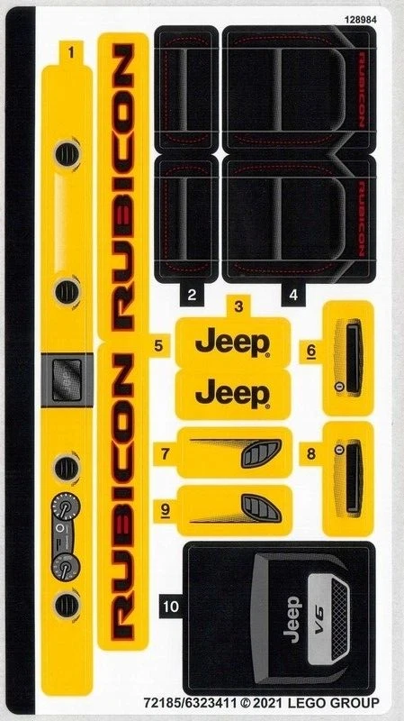 LEGO STICKER SHEET ONLY JEEP WRANGLER 42122 from set New 42122stk01 t1 - Image 1 of 1