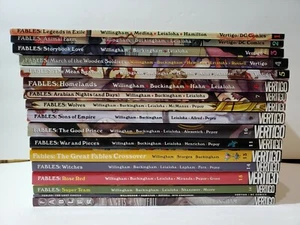 Lot Of (17) DC Vertigo Fables TPB Comic Books Volumes #1-11 13-16 1001 Nights - Picture 1 of 9