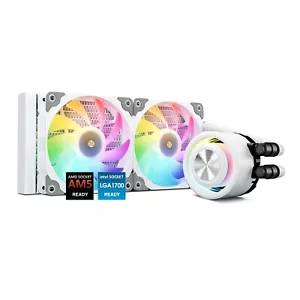 Enfriador CPU líquido blanco Vetroo R240 - 240 mm ARGB PWM AIO para LGA1851/AM5 - Imagen 1 de 6