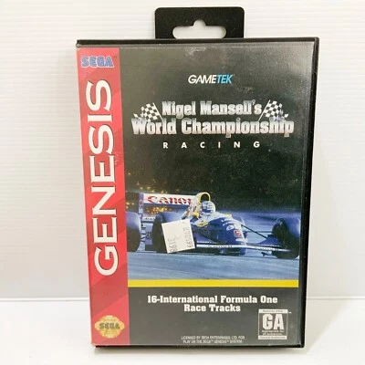 Nigel Mansell’s World Championship + Box & Manual Sega Genesis - Tested & Works - Image 1 of 4