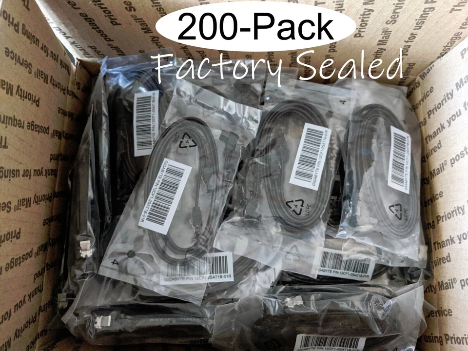 SATA 3 III 6gbps Data Cable 19" 50cm Black GIGABYTE 12cf1-2sat1b-02r 3-pack BULK