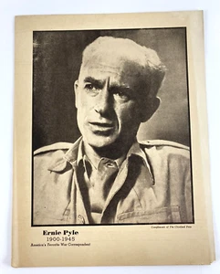 De colección Ernie Pyle 1945 Famoso Corresponsal de Guerra 9" X 7" - Imagen 1 de 3