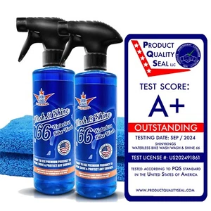 Motorcycle Cleaner Wash&Shine 66 Waterless Motorcycle Wash 32 fl.oz + 2 towels - Picture 1 of 7