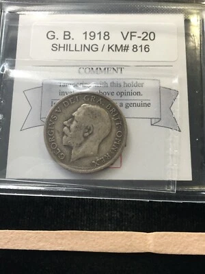 1918  Great Britain, One Shilling Coin Mart  Graded**VF-20** KM# 816 - Image 1 of 4