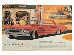 1961 vintage Oldsmobile Red Super 88 4 Door Hardtop Sedan Print Ad  - Picture 1 of 1