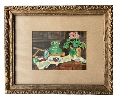 19th CENTURY PAUL CEZANNE ? - STILL LIFE PRIMROSES - ORIGINAL STUDY OIL PAINTING - Image 1 of 4