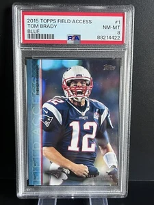 2015 Topps Tom Brad Field Access #1 Blue Patriots Pop 3 PSA 8 - Picture 1 of 3