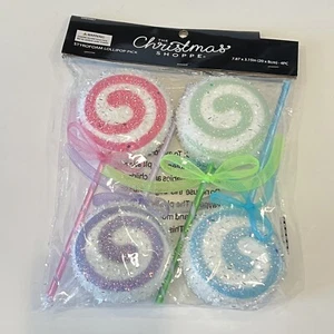 Set of 4 New 8" Swirled Lollipop Picks For Christmas Tree / Decor Pastel Colors - Picture 1 of 7