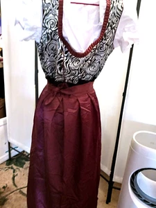 US 8,Waitress,Elegant Oktoberfest,Germanfest Dirndl Dress,3-pc,Black,Silver,Red - Picture 1 of 10