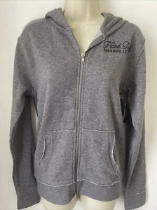 Women’s Hard Rock Cafe Nashville Zip Fleece Hoodie Distressed Floral Sz M - Picture 1 of 12