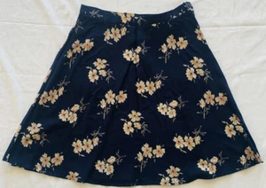 Vintage 90s GH Bass Flower Print Mini Skirt Navy High Rise Boho Preppy - Picture 1 of 5