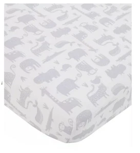 Carter's Modern Jungle Pals Fitted Crib Sheet in GreyT4103178 - Picture 1 of 6