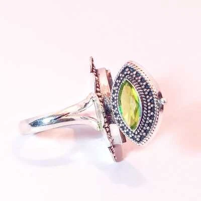 Poison Ring, Peridot Gemstone Handmade Poison Ring, 925 Sterling Silver Box Ring - Image 1 of 4