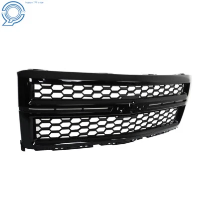 Gloss Black Front Upper Grille For Chevrolet Silverado 1500 2014-2015 Foto 1 de 4