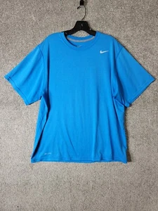 Nike Dri Fit Shirt Mens XL Blue Short Sleeve Swoosh - Picture 1 of 13