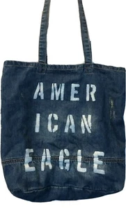Bolso de Mano Grande American Eagle Outfitters Azul Jean Mercado de Libros Denim Envejecido - Imagen 1 de 4